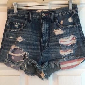 Hollister denim shorts patriotic 0